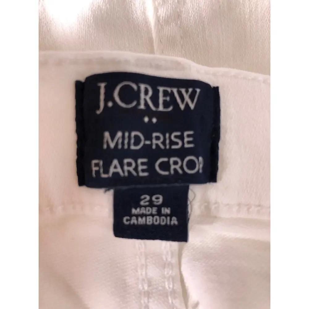 J. Crew Flare Crop Jeans Mid Rise Signature Stretch 5-Pocket White Denim Size 29